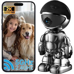 Indoor Camera, 2k 5g/2.4ghz WiFi Pet Camera Dog Camera with Phone App EseeCloud, 360 PTZ Nanny/Baby Cameras for Home Security Indoor 2-Way Audio Motion Sensor Tracking 7/24 Night Vision