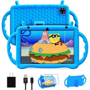 Kids Tablet 10 inch Android 14 Tablet for Kids Octa-Core 10+64GB GMS Certified Learning Tablet with WiFi 6, Bluetooth 5.2, Dual Camera, Parental Control Child Tablet with Drop-Proof Case