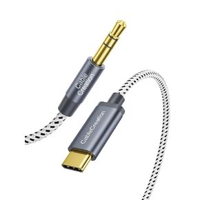 CableCreation USB C to 3.5mm Audio Aux Cable 6FT/1.8m, USB Type C to Aux Male Headphone Car 1/8 Stereo Auxiliary Cord for iPhone 15 Pro Max/15 Pro, Galaxy S23 Ultra iPad Pro Air Pixel 7, Gray