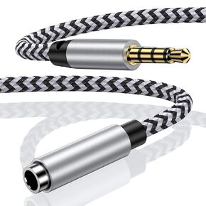 3.5mm Aux Extension Cable 6FT Auxiliary Male to Female Headphone Jack Audio Extension Cable with Microphone Aux Cord Extender Splitter Adapter for Headset iPhone iPad Smartphones Tablets Media Players