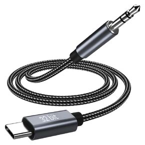 MMOBIEL USB-C to 3.5mm Audio Aux Jack Cable 16 Bit Type-C to Auxiliary Headphone Male Stereo Cord Car Cable – Compatible with iPhone 15 Series, iPad Pro, Samsung Galaxy S24 S23 S22 etc. – 3.3ft