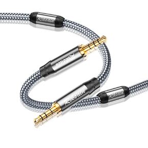 TRRS 3.5mm Audio Cable,Aux Cable with Magnetic Ring Supports,4-Conductor (4 Pole) with Mic Nylon Braided 3.5mm Male AUX Cord Compatible with Tablets,Car Home Stereos,Headphones,Speaker-2FT