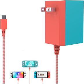 Switch Charger for Nintendo Switch,AC Adapter Power Supply for Nintendo Swtich Lite/OLED/Pro Controller/Steam Deck,Support Switch TV Dock Mode 39W USB C Fast Charger with 5Ft charging cable