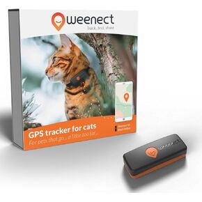 Weenect Cat XS - NEW GPS Tracker for Cats | Real-time Mini GPS Tracker for Cats | Smallest model on The market | Collar included | Including Free 3 Months Subscription