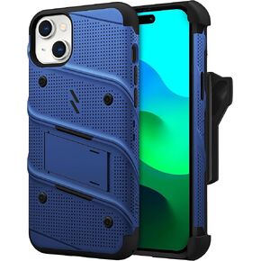 ZIZO BOLT Bundle for iPhone 15 Plus Case with Screen Protector Kickstand Holster Lanyard - Blue