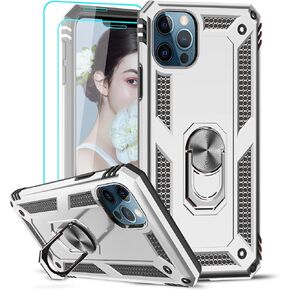 LeYi Compatible for iPhone 12 Case, iPhone 12 Pro Case with [2 Pack] Tempered Glass Screen Protector for Women Men, Military-Grade Phone Case with Magnetic Kickstand for iPhone 12/12 Pro, Blue