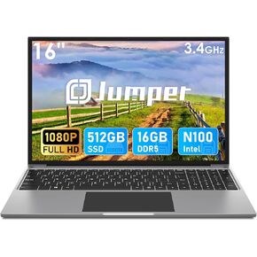 jumper Laptop, 16GB DDR5 512GB SSD, Celeron N5095 CPU, Up to 2.9GHz, FHD 1200P IPS Display, Laptops Computer with 4 Stereo Speakers, 38WH Battery, 4 Speakers, Cooling System, Numeric Keypad, 16". in Kuwait