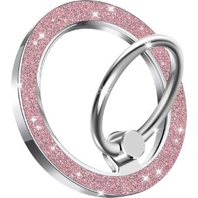 Magnetic Phone Ring Holder for MagSafe, Cute Twinkle Magnet Finger Ring Grip Holder Stand,MagSafe Accessories for Women iPhone 15 14 13 Pro Max Plus (Pink Glitter)