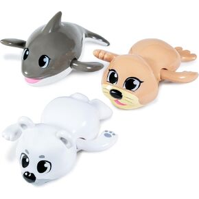 Tub Works® Wind Up Swimming Baby & Toddler Bath Toys, Arctic 3 Pack | Wind Arms & Watch Them Swim! | Interactive Baby Bath Toys | Ideal Bathtub Toys, Baby & Toddler Pool Toys or Water Table Toys