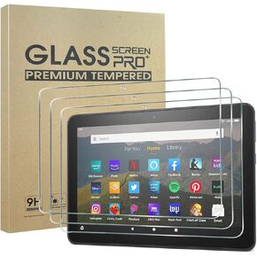 [3 Pack] All-new HD8 2022 / HD8 2020 / HD8 2020 Plus Tablet Screen Protector (12th/10th Generation / 2022/2020 Release),9H Hardness HD Clear Anti Fingerprint Tempered Glass