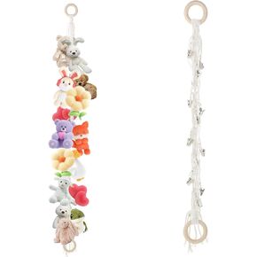 Stuffed Animal Organizer Chain with 20Pcs Metal Clips, 78Inch Corner Stuffed Animal Storage Hanging Stuffed Animal Storage for Hanging Plush Toys Hats Socks
