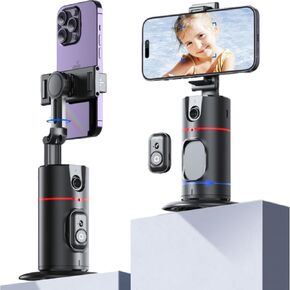 Auto Face Tracking Tripod Remote Control, No App,Smart Tracking Phone Holder,360° Rotation Face Body Phone Camera Mount Gesture Control for Live Streaming Video,Chat Face time，Meeting
