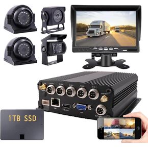 JOINLGO (1TB SSD Included) 4CH GPS Wifi Lan1080P Vehicle Truck DVR Black Box Video Recorder Kit Live View on Phone/Web with 4pcs Waterproof IR Metal Car Camera Motion Detection for Fleet/RV/Bus