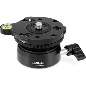 LEFTFOTO Precision Tripod Leveling Base Plate Half Ball Leveler with 360° Rotation and +/- 15° Tilt Compatible with DSLR Camcorders and Monopods Supports up to 10kg/22lbs