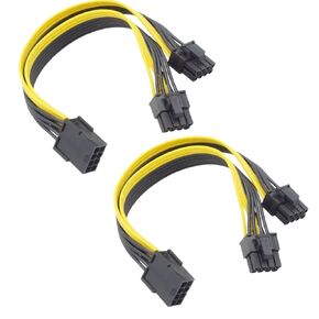 2X CPU to GPU, CPU 8 Pin Female to Dual PCIe 8 Pin (6+2) Male Splitter Cable for Graphics Card BTC Miner 9-inch (23cm), Black