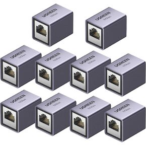 UGREEN Ethernet Extender 10Gbps, 10 Pack Ethernet Coupler for Cat8 Cat7 Cat6 Cat5 Cable, 328ft Long Distance Extend, Aluminum Alloy Shell, Space Grey