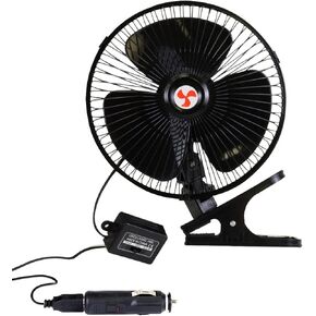 Koolatron 12V Oscillating Fan with Adjustable Neck, Heavy-Duty Non-Slip Clip, Two Speeds, Efficient Air Circulation for Car, SUV, Truck, RV, Boat
