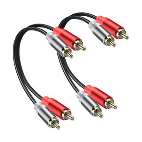 2RCA Video Extension Cable 2RCA Male to 2RCA Male Short Subwoofer Cable 2RCA to 2RCA Cable Stereo Audio Cable RCA to RCA Short Cable for HDTV Systems Speakersand DVD (2 Pcs)