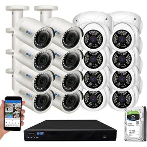GW Security 16 Channel 12MP 4K NVR with 16 x 5MP AI PoE Microphone Weatherproof Security Camera System for Home and Business, Smart Human Detection, 24/7 Day & Night Recording with 4TB Hard Drive