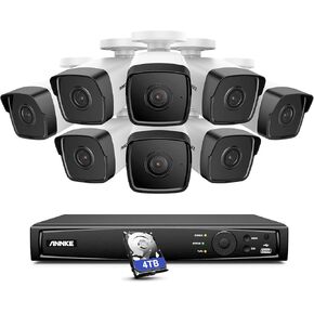 نظام كاميرا أمان ANNKE H500 16CH PoE، 8 قطع كاميرات PoE IP سلكية 5 ميجابكسل في الهواء الطلق مع رؤية ليلية ملونة ومتوافقة مع Alexa، 12 ميجابكسل NVR مع محرك أقراص ثابتة 4 تيرابايت لتسجيل الصوت على مدار الساعة طوال أيام الأسبوع in Kuwait