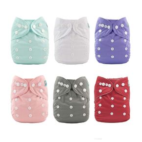 ALVABABY Cloth Diaper One Size Adjustable Washable Reusable for Baby Girls and Boys 6 Pack with 12 Inserts (Color 97)