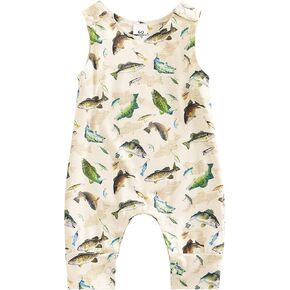Baby Boys Girls Fishing Outfit Infant Cotton Zipped Romper Summer One-piece Jumpsuit Newborn Coming Home Clothes