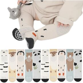 Unisex Baby Knee High Socks,Cute Non-slipGrippy Socks for for Newborn Babies and Toddlers to Crawl