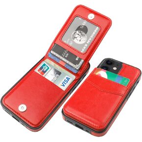 KIHUWEY Compatible with iPhone 12 Mini Case Wallet with Credit Card Holder, Premium Leather Magnetic Clasp Kickstand Heavy Duty Protective Cover for iPhone 12 Mini 5.4 Inch(Black)
