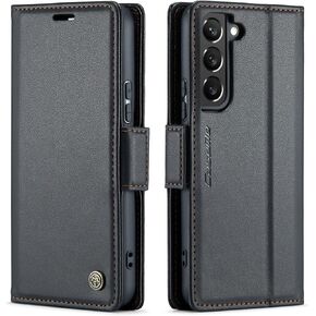 QLTYPRI Wallet Case for Samsung Galaxy S22 Ultra, Premium PU Leather Magnetic Flip Folio Case with [RFID Blocking] Credit Card Slots Kickstand Shockproof Protective Phone Case Cover – Black