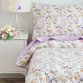 Brandream Toddler Bedding Set Girls Beige Floral Farmhouse Comforter Sheet Set 4 Piece Bed in A Bag Princess Kids Baby Bedding with Fitted Sheet Flat Sheet Pillowcase, Luxury Design