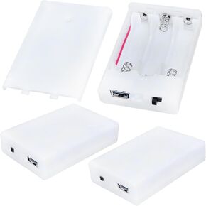 3PCS 3 Section 4.5V AA Battery Holder Box with Built in USB Port Battery Case with Switch and Cover