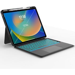 SENGBIRCH Touch Keyboard Case for iPad Pro 12.9-inch (3rd, 4th, 5th, 6th Generation) - Separate Keyboard with 7 Solid Colors Backlit, Trackpad, Kickstand, Dark Gray