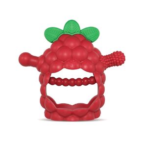 RaZbaby RaZberry Grip Silicone Teether Toy for 3M+ | Drop Resistant Hand Held Teether for Babies and Infants - Designed by Nature with Our Patented BerryBumps Multitextured Design | 3M+, Blue