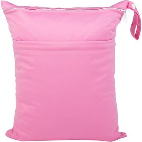 Wet Dry Bag for Baby Cloth Diapers, Waterproof Reusable with Two Zippered Pockets Travel Beach Pool Soiled Baby Items Yoga Gym Bag for Swimsuits or Wet Clothes (black)