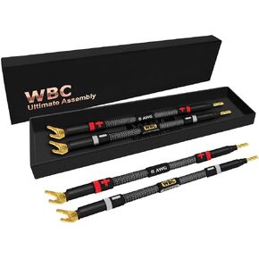 WORLDS BEST CABLES 4 Units - 8 Inch ULTIMATE - 8 AWG - Ultra-Pure OFC - Premium Audiophile HiFi Speaker Jumper Cables with Eminence Gold Banana & Spade Plugs & Carbon Tweed Jacket in Saudi Arabia