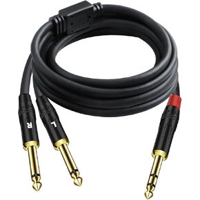 (20FT / 1PACK) 1/4 inch TRS Stereo Y Splitter Insert Cable, Gold Plated Audiowave Series 6.35mm TRS Male to Dual 6.35mm TS Male Mono Breakout Cable, Audio Cord in Kuwait