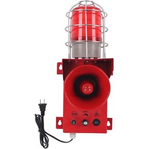Industrial Sound Light Alarm 120DB Warning Lamp with Visual Alarm IP65 Security Siren Horn Alarm Tower Lamp for Outdoor Marine Use with US Plug 110V
