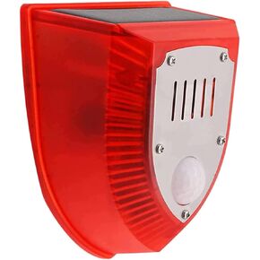 Solar Motion Sensor Sound Alarm Light Outdoor,130db Dog Barking&Gunshot Sound Security Siren 6LED Flashing Strobe Light Warning Lamp with Recording for Home Villa Farm Barn Yard Chicken coop
