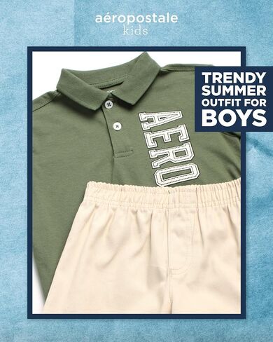 AEROPOSTALE Toddler Boys' Shorts Set - 2 Piece Woven Boys Cargo Shorts and Polo Shirt Set - Toddler Boys Clothes (2T-4T) in Saudi Arabia