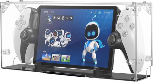 Clear Display Case Self Assemble Display Stand Box Compatible with PlayStation Portal Remote Player, 3mm Thick Acrylic Dust Cover with Black Holder Base for PS5 Portal (Display Case Only) in Saudi Arabia