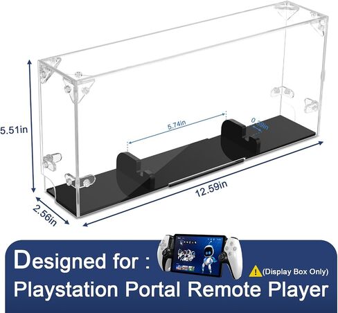 Clear Display Case Self Assemble Display Stand Box Compatible with PlayStation Portal Remote Player, 3mm Thick Acrylic Dust Cover with Black Holder Base for PS5 Portal (Display Case Only) in Saudi Arabia
