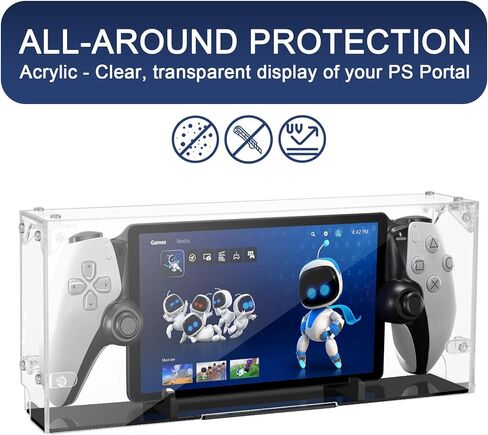 Clear Display Case Self Assemble Display Stand Box Compatible with PlayStation Portal Remote Player, 3mm Thick Acrylic Dust Cover with Black Holder Base for PS5 Portal (Display Case Only) in Saudi Arabia