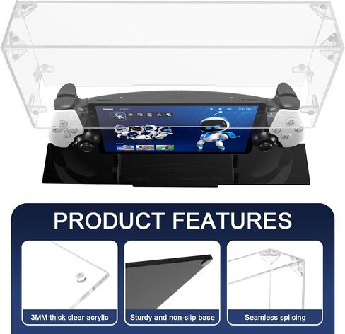 Clear Display Case Self Assemble Display Stand Box Compatible with PlayStation Portal Remote Player, 3mm Thick Acrylic Dust Cover with Black Holder Base for PS5 Portal (Display Case Only) in Saudi Arabia
