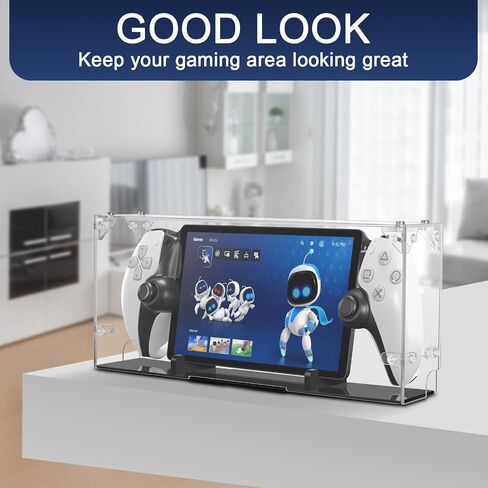 Clear Display Case Self Assemble Display Stand Box Compatible with PlayStation Portal Remote Player, 3mm Thick Acrylic Dust Cover with Black Holder Base for PS5 Portal (Display Case Only) in Saudi Arabia
