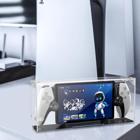 Clear Display Case Self Assemble Display Stand Box Compatible with PlayStation Portal Remote Player, 3mm Thick Acrylic Dust Cover with Black Holder Base for PS5 Portal (Display Case Only) in Saudi Arabia