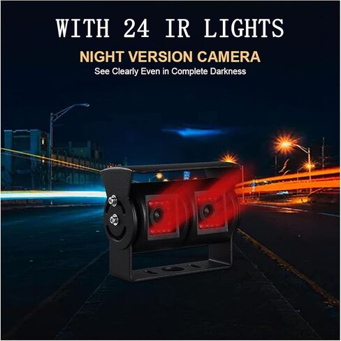 Dual Head Camera and HD Reversing Camera, HD 1080P Rear View Camera for Cars/SUVs/Pickups/Campers, IP69K rated waterproof, easy to install and transport (Black) in Kuwait