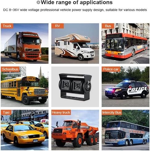 Dual Head Camera and HD Reversing Camera, HD 1080P Rear View Camera for Cars/SUVs/Pickups/Campers, IP69K rated waterproof, easy to install and transport (Black) in Kuwait