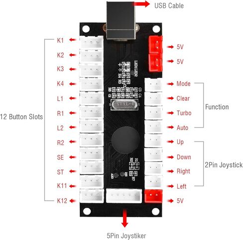 Qenker 2 Player LED Arcade DIY Parts 2X USB Encoder + 2X Joystick + 20x LED Arcade Buttons for PC, MAME, Raspberry Pi, Windows (Yellow & Green Kit) in Saudi Arabia