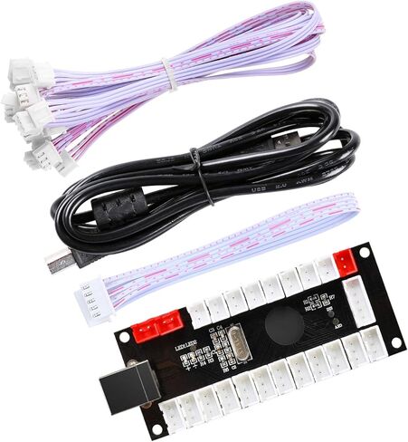 Qenker 2 Player LED Arcade DIY Parts 2X USB Encoder + 2X Joystick + 20x LED Arcade Buttons for PC, MAME, Raspberry Pi, Windows (Yellow & Green Kit) in Saudi Arabia