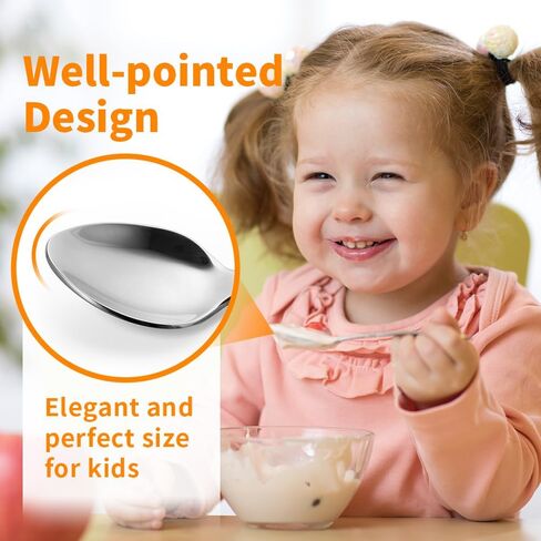 8 Piece Stainless Steel Toddler Utensil Set, Kids Safe Fork and Spoon, Children Silverware Set for Self-feeding, Including 2 Toddler Spoons, 2 Kid Spoons and 4 Kid Forks, Dishwasher Safe in Saudi Arabia